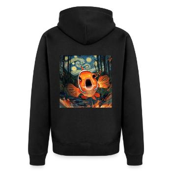 Clownfisch - Unisex Premium Bio Zip Hoodie - Schwarz - Hinten - Nico (187cm)