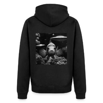 Clownfisch - Unisex Premium Bio Zip Hoodie - Schwarz - Hinten - Nico (187cm)