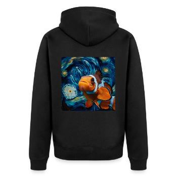 Clownfisch - Unisex Premium Bio Zip Hoodie - Schwarz - Hinten - Nico (187cm)