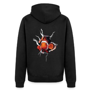 Clownfisch - Unisex Premium Bio Zip Hoodie - Schwarz - Hinten - Nico (187cm)
