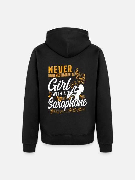 Saxophones Never Underestimate A - Unisex Premium Organic Zip Hoodie - black