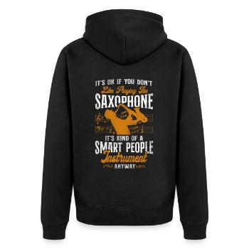 Saxophone It's Ok If You Don't - Unisex Premium Bio Zip Hoodie - Schwarz - Hinten - Nico (187cm)