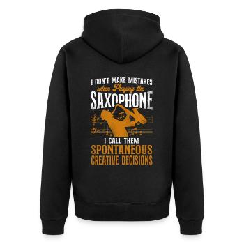 Saxophones I Don't Make Mistakes - Unisex Premium Organic Zip Hoodie - black - Back - Nico (187cm)