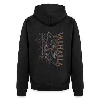 Valhalla Wolf Dieux nordiques Vikings nordiques - Veste à capuche bio Premium Unisexe - noir - Dos - Nico (187cm)