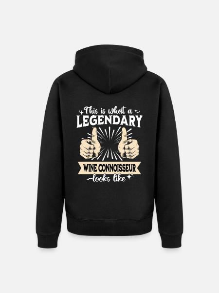 Legendary wine connoisseur - Unisex Premium Organic Zip Hoodie - black