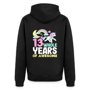 13 années complètes Super 13e anniversaire - Veste à capuche bio Premium Unisexe - noir - Dos - Nico (187cm)
