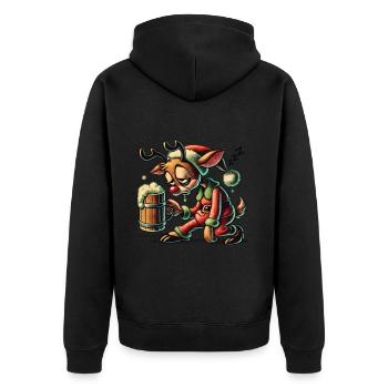 Funny Reindeer For Beer Lovers Party - Unisex Premium Organic Zip Hoodie - black - Back - Nico (187cm)