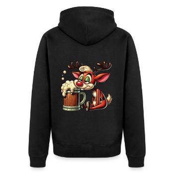 Funny Beer Reindeer With Beer Mug Christmas - Unisex Premium Organic Zip Hoodie - black - Back - Nico (187cm)