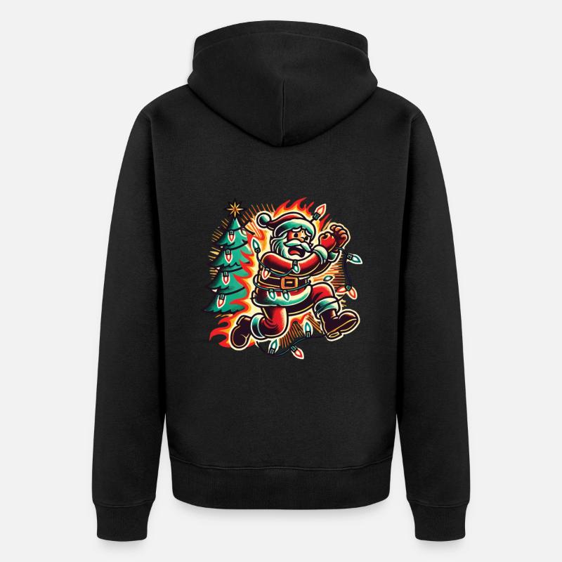 Chaos de Noël, danger d’électrocution - Veste à capuche bio Premium Unisexe - noir