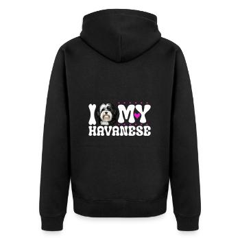 J’adore mon bichon havanais - Veste à capuche bio Premium Unisexe - noir - Dos - Nico (187cm)