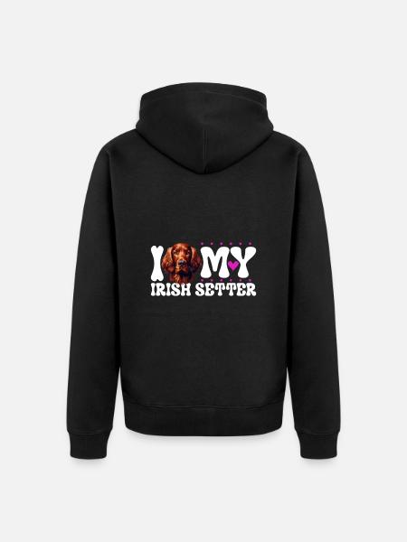 Ich liebe meinen Irish Red Setter - Unisex Premium Bio Zip Hoodie - Schwarz