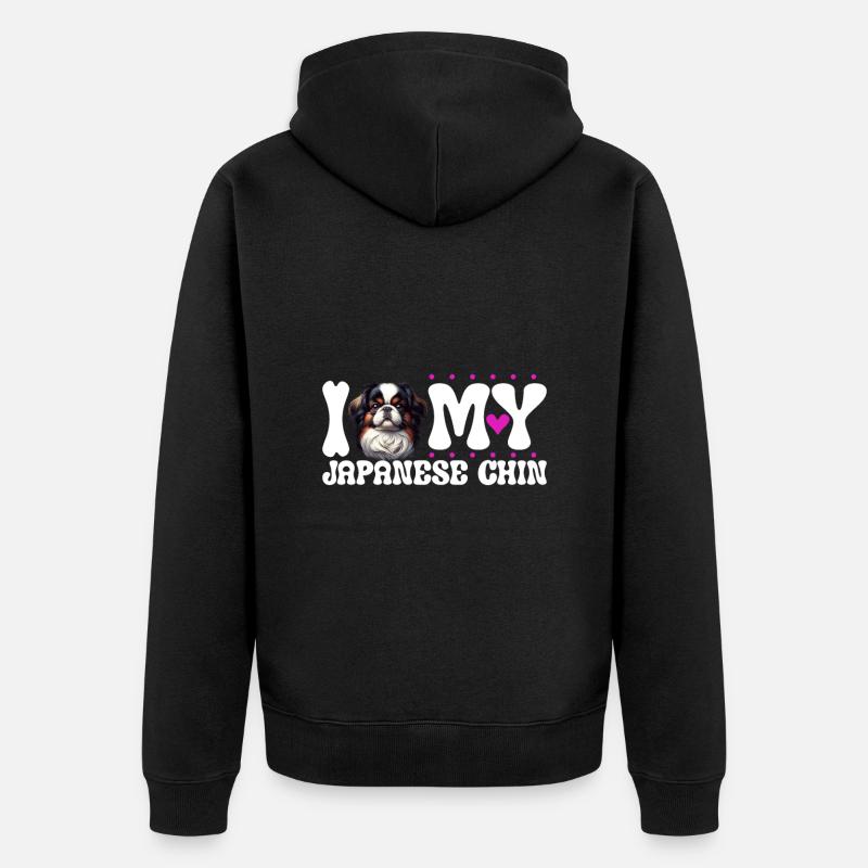 J'adore mon menton japonais - Veste à capuche bio Premium Unisexe - noir