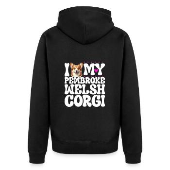 I love my Welsh Corgi Pembroke - Unisex Premium Organic Zip Hoodie - black - Back - Nico (187cm)