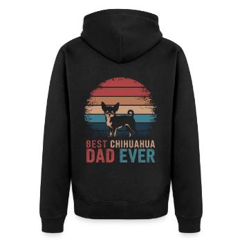 Chihuahua Saying Dad Funny Chihuahua Gift - Unisex Premium Organic Zip Hoodie - black - Back - Nico (187cm)