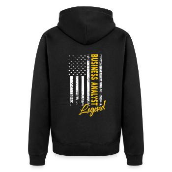 Légende de l’analyste d’affaires - Veste à capuche bio Premium Unisexe - noir - Dos - Nico (187cm)