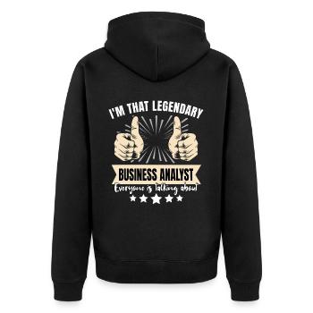 Analyste d’affaires légendaire - Veste à capuche bio Premium Unisexe - noir - Dos - Nico (187cm)