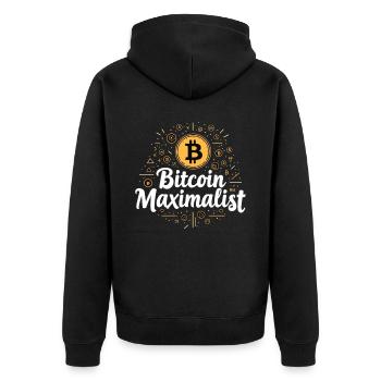 Bitcoin Maximalist – Stylish Crypto Design - Unisex Premium Organic Zip Hoodie - black - Back - Nico (187cm)