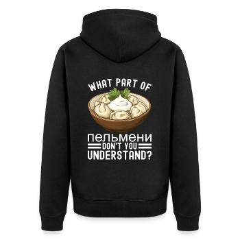 Pelmeni Russische Küche - Unisex Premium Bio Zip Hoodie - Schwarz - Hinten - Nico (187cm)