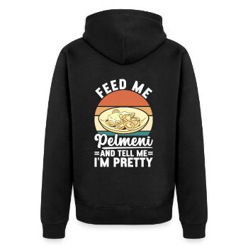 Pelmeni Russian Cuisine - Unisex Premium Organic Zip Hoodie - black - Back - Nico (187cm)