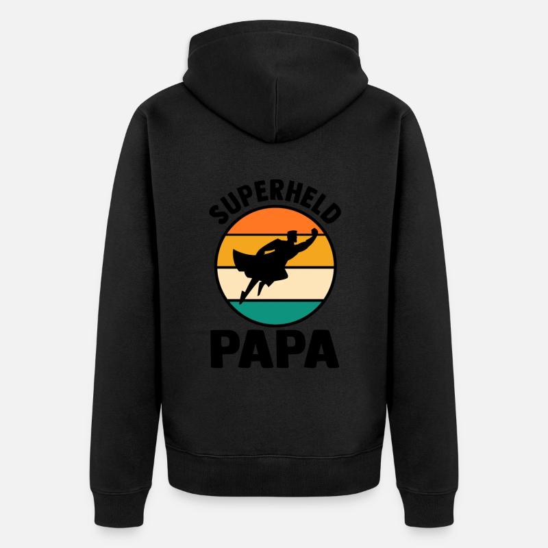 Père Papa Super-héros - Veste à capuche bio Premium Unisexe - noir
