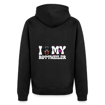 J'adore mon Rottweiler - Veste à capuche bio Premium Unisexe - noir - Dos - Nico (187cm)