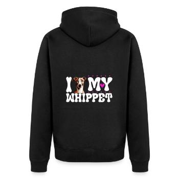 Ich liebe meinen Whippet - Unisex Premium Bio Zip Hoodie - Schwarz - Hinten - Nico (187cm)