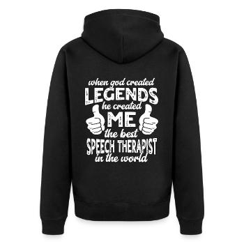 Bester Sprachtherapeut Legende - Unisex Premium Bio Zip Hoodie - Schwarz - Hinten - Nico (187cm)
