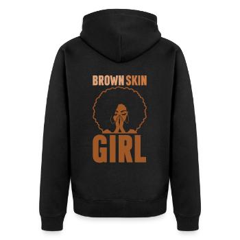 Brown Skin Girl Melanin Brown Skin Black - Unisex Premium Organic Zip Hoodie - black - Back - Nico (187cm)