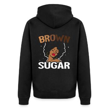 Brown Sugar Melanin Brown Skin Lips Black - Unisex Premium Organic Zip Hoodie - black - Back - Nico (187cm)