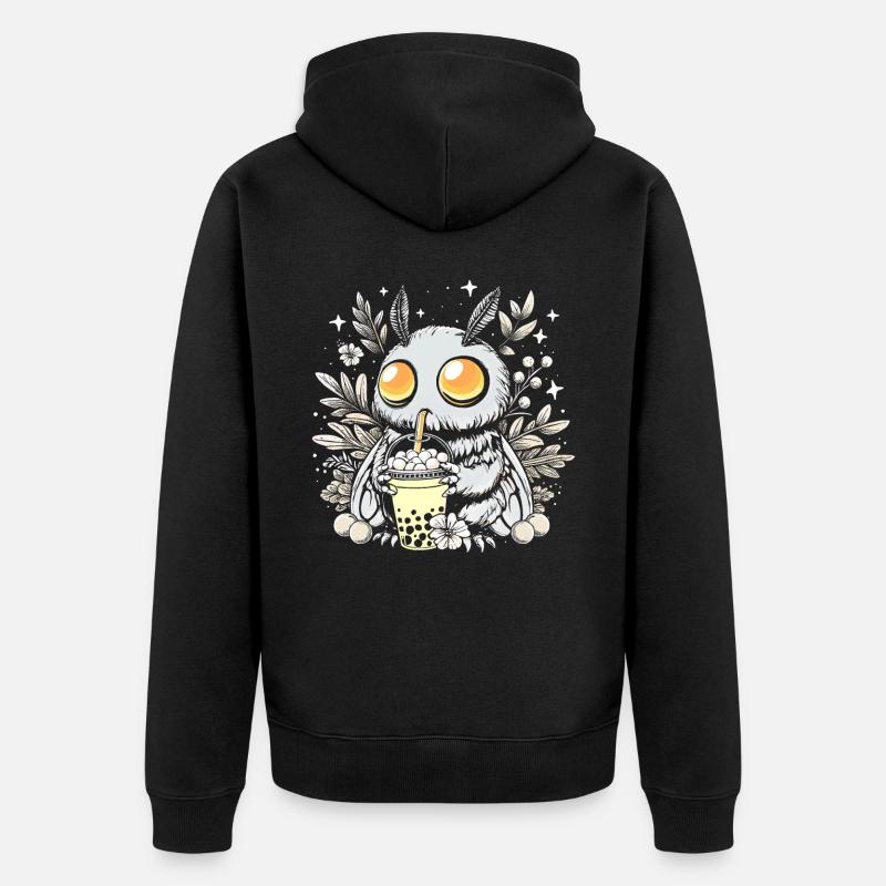 Mothman Bubble Tea - Unisex Premium Bio Zip Hoodie - Schwarz
