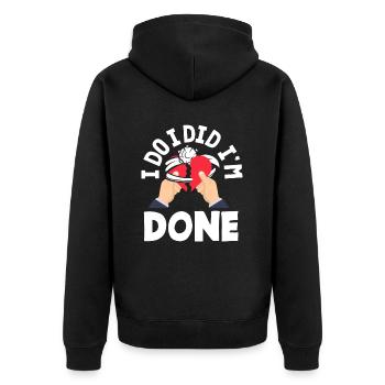 Ich Habe, Ich Habe, Ich Bin Fertig Mit Der - Unisex Premium Bio Zip Hoodie - Schwarz - Hinten - Nico (187cm)