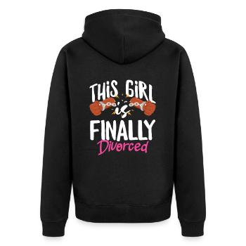 Dieses Mädchen Ist Endlich Geschieden - Unisex Premium Bio Zip Hoodie - Schwarz - Hinten - Nico (187cm)
