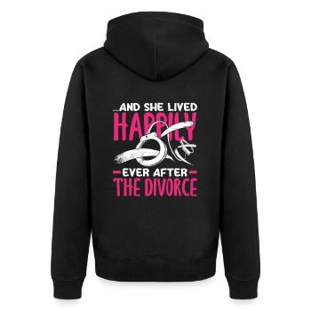 And she lived happily after the divorce and - Unisex Premium Organic Zip Hoodie - black - Back - Nico (187cm)