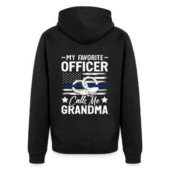 Officier préféré Grand-mère Policier - Veste à capuche bio Premium Unisexe - noir - Dos - Nico (187cm)