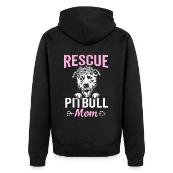 Rettung Pitbull Mutter Pitbull Hund Mutter - Unisex Premium Bio Zip Hoodie - Schwarz - Hinten - Nico (187cm)