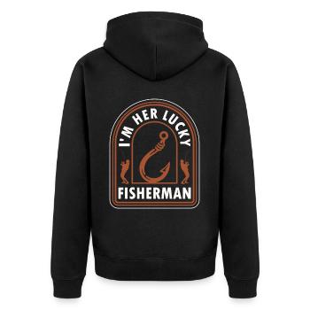 Fishing, fishing, fishing and pike fishing - Unisex Premium Organic Zip Hoodie - black - Back - Nico (187cm)