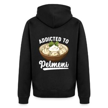 Pelmeni Russian Cuisine - Unisex Premium Organic Zip Hoodie - black - Back - Nico (187cm)