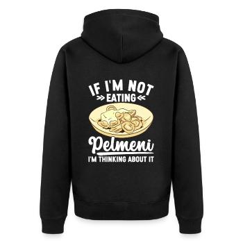 Pelmeni Russische Küche - Unisex Premium Bio Zip Hoodie - Schwarz - Hinten - Nico (187cm)