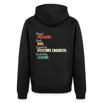 Systems Engineer Dad - Unisex Premium Organic Zip Hoodie - black - Back - Nico (187cm)