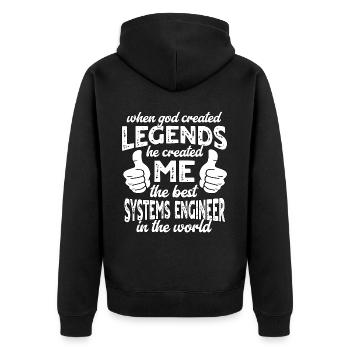 Légende du meilleur ingénieur système - Veste à capuche bio Premium Unisexe - noir - Dos - Nico (187cm)