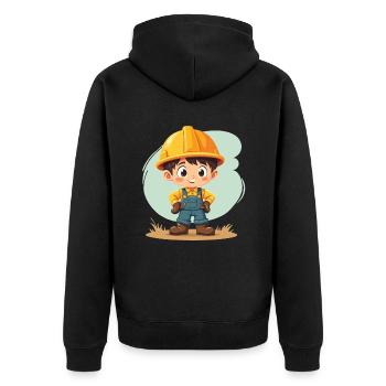Construction Worker Design – Cute Motif for Kids - Unisex Premium Organic Zip Hoodie - black - Back - Nico (187cm)