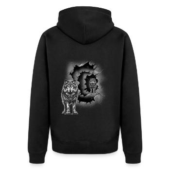 Wolf - Unisex Premium Organic Zip Hoodie - black - Back - Nico (187cm)