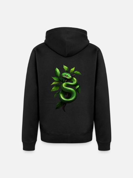 Grüner Baumpython Schlangen Liebhaber Terrarium - Unisex Premium Bio Zip Hoodie - Schwarz