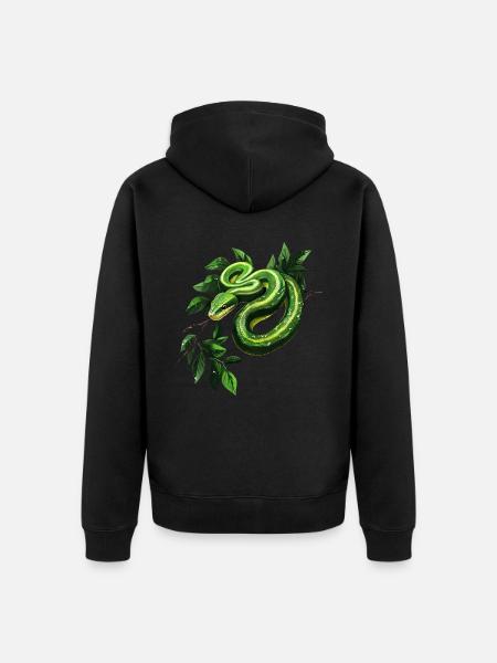 Grüner Baumpython Schlangen Liebhaber Terrarium - Unisex Premium Bio Zip Hoodie - Schwarz