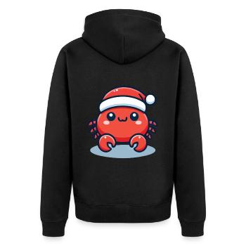 Fröhliche Krabbe Weihnachten Hut - Unisex Premium Bio Zip Hoodie - Schwarz - Hinten - Nico (187cm)