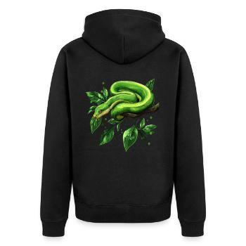 Green Tree Python Snakes Lover Terrarium - Unisex Premium Organic Zip Hoodie - black - Back - Nico (187cm)