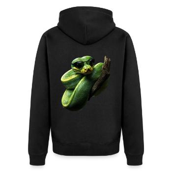 Green Tree Python Snakes Lover Terrarium - Unisex Premium Organic Zip Hoodie - black - Back - Nico (187cm)