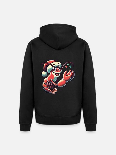 Christmas lobster with cap - Unisex Premium Organic Zip Hoodie - black