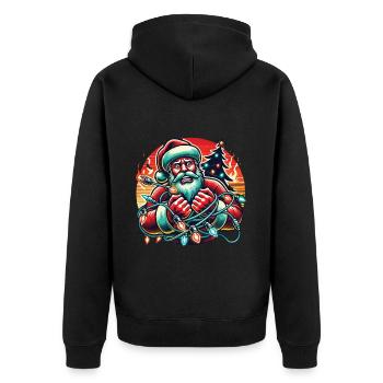 Électrocution de Noël Sombre et humoristique - Veste à capuche bio Premium Unisexe - noir - Dos - Nico (187cm)