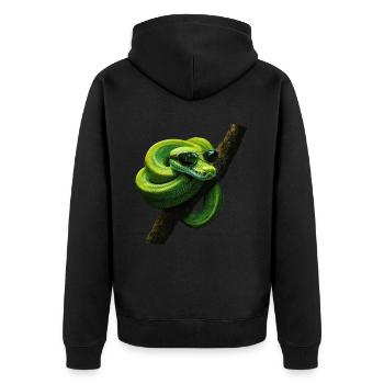 Green Tree Python Snakes Lover Terrarium - Unisex Premium Organic Zip Hoodie - black - Back - Nico (187cm)
